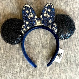 Disney Parks 65 Years of Magic Minnie Ears Headband with Blue Gems